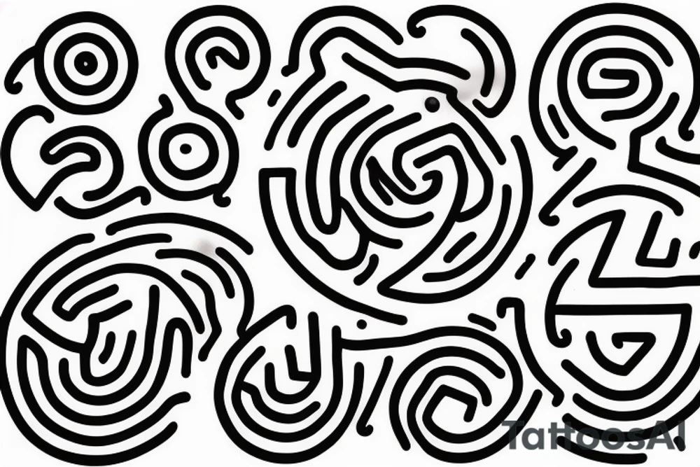 round maze, but within the centre of the maze, there is a negative space in the shape of a semicolon tattoo idea