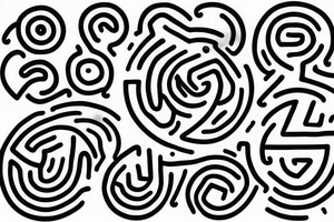 round maze, but within the centre of the maze, there is a negative space in the shape of a semicolon tattoo idea