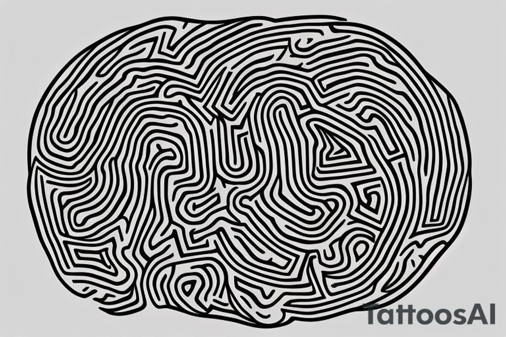 round maze, but within the centre of the maze, there is a negative space in the shape of a semicolon tattoo idea