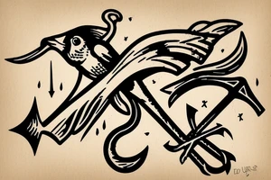 USS Sea Robin logo. Realistic Robin with Sailor hat on an anchor. tattoo idea