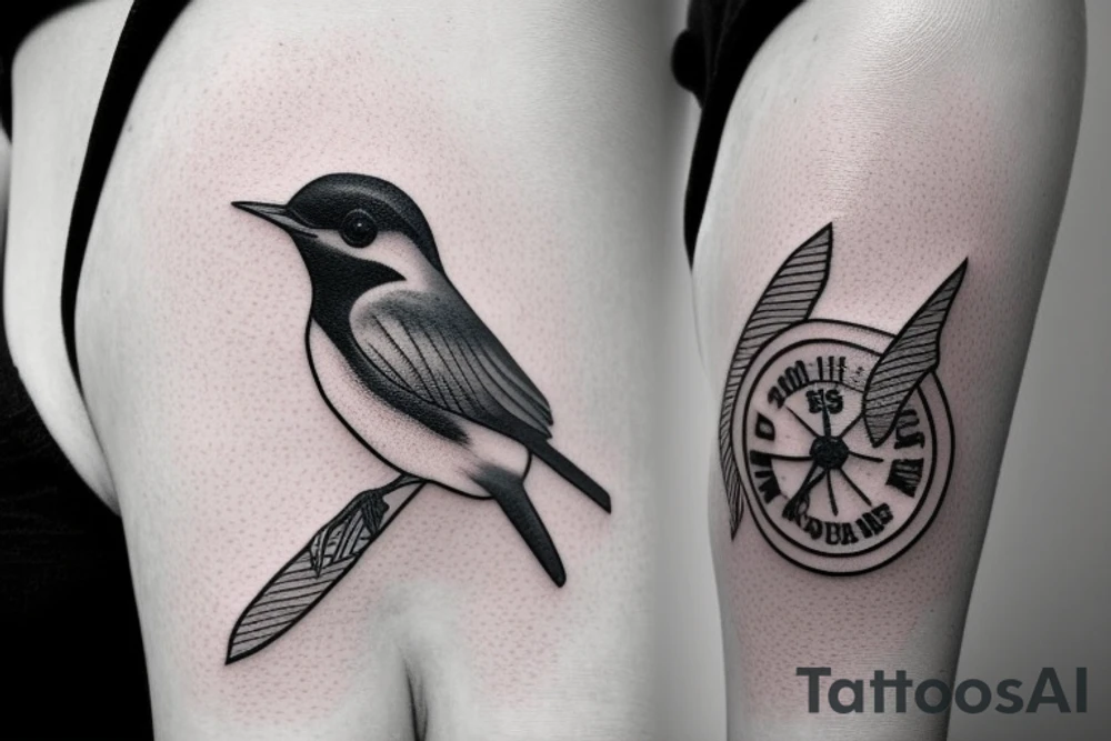 Realistic Robin bird wearing a sailor hat tattoo idea