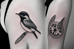 Realistic Robin bird wearing a sailor hat tattoo idea