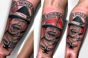 https://www.amazon.com/SS-407-USS-Sea-Robin-Patch/dp/B07CN644RC

USS sea robin logo; realistic sea robin wearing a sailors hat; realistic sea robin wearing a sailors hat on an anchor tattoo idea