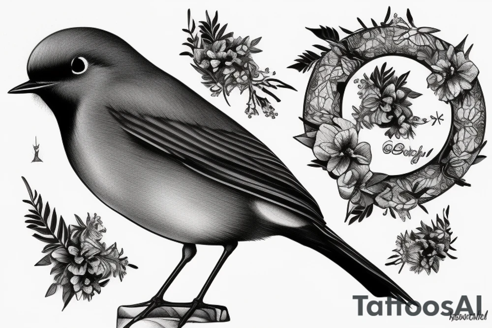 Realistic Robin Bird tattoo idea