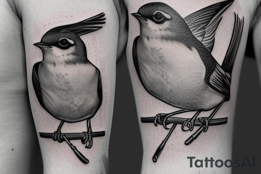 Realistic American Robin Bird wearing a sailor hat tattoo idea Realistic American Robin Bird wearing a sailor hat tattoo idea