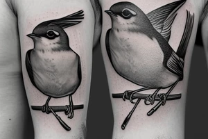 Realistic American Robin Bird wearing a sailor hat tattoo idea