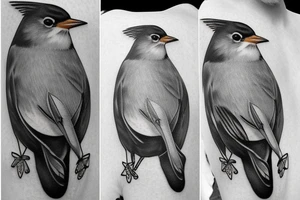 Realistic American Robin Bird wearing a sailor hat tattoo idea