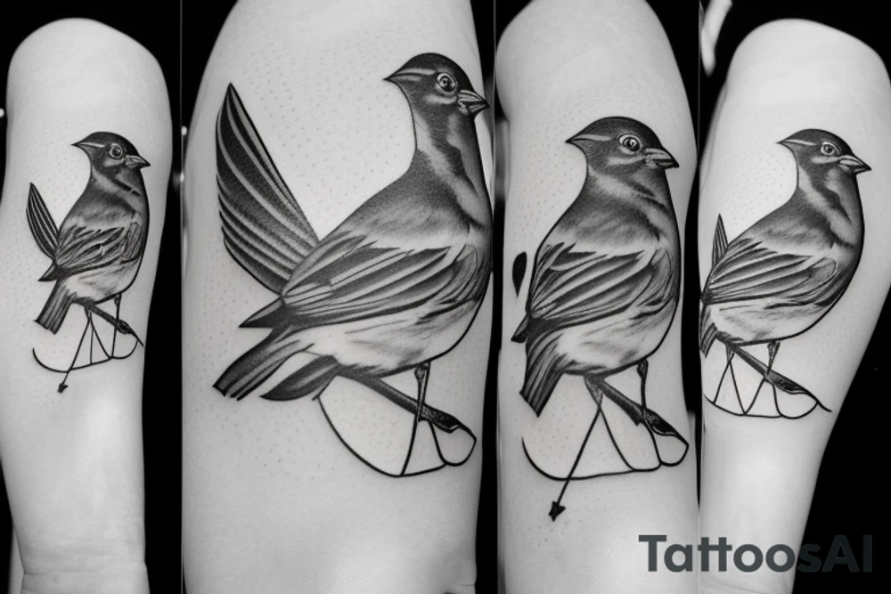 Realistic American Robin Bird wearing a sailor hat tattoo idea Realistic American Robin Bird wearing a sailor hat tattoo idea