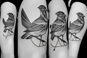 Realistic American Robin Bird wearing a sailor hat tattoo idea