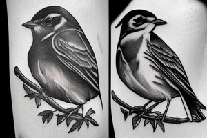 Realistic American Robin Bird wearing a Dixie Cup tattoo idea