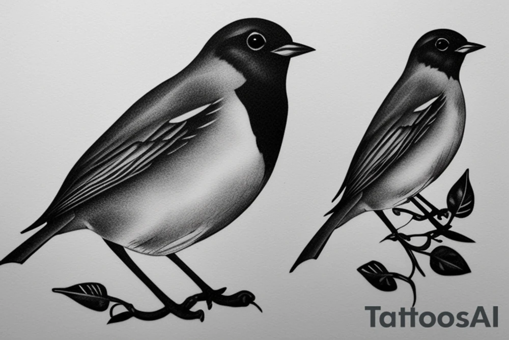 Realistic American Robin Bird wearing a Dixie Cup tattoo idea