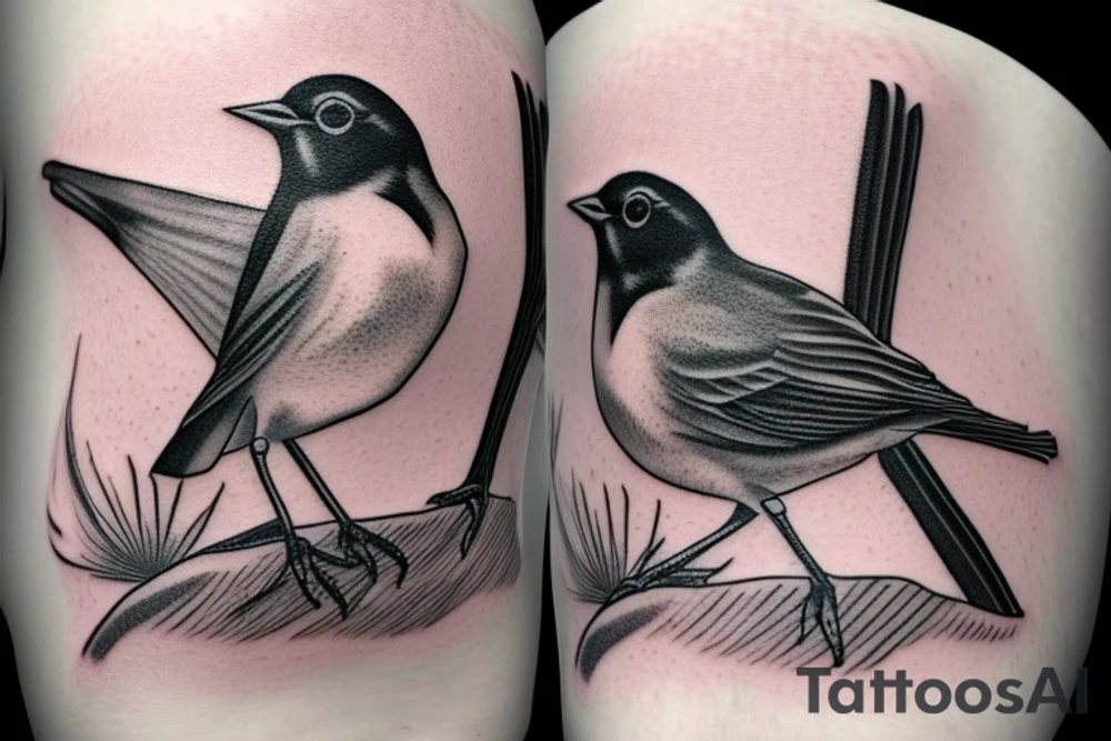 Realistic American Robin Bird wearing a sailors hat tattoo idea Realistic American Robin Bird wearing a sailors hat tattoo idea