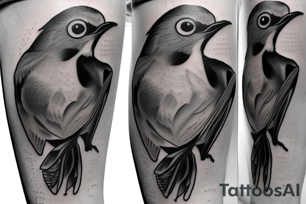 Realistic American Robin Bird wearing a sailors hat tattoo idea Realistic American Robin Bird wearing a sailors hat tattoo idea