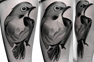 Realistic American Robin Bird wearing a sailors hat tattoo idea