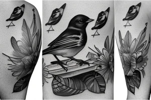 Realistic American Robin Bird wearing a sailors hat tattoo idea