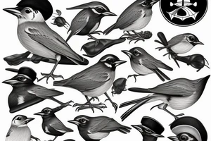 Realistic American Robin Bird wearing a sailors hat tattoo idea