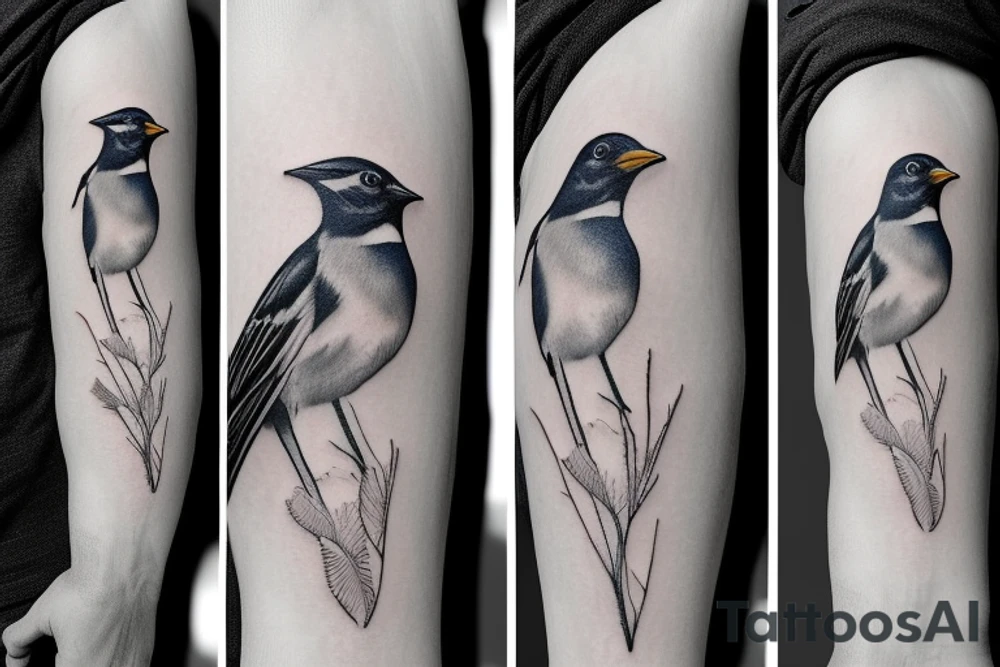 Realistic American Robin Bird wearing a sailors hat tattoo idea