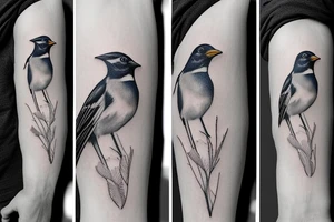 Realistic American Robin Bird wearing a sailors hat tattoo idea