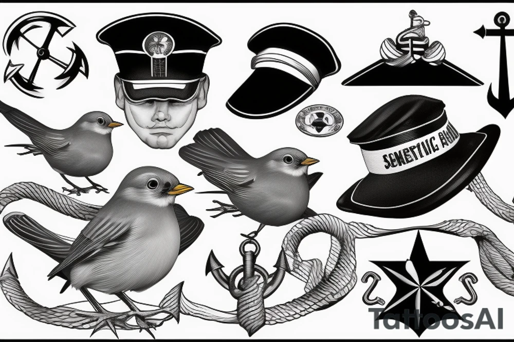 Realistic American Robin Bird wearing a sailors hat

Realistic American Robin Bird wearing a sailors hat sitting on an anchor

USS Sea (American) Robin ss-407 submarine Sea American Robin tattoo idea