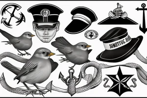 Realistic American Robin Bird wearing a sailors hat

Realistic American Robin Bird wearing a sailors hat sitting on an anchor

USS Sea (American) Robin ss-407 submarine Sea American Robin tattoo idea