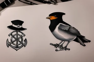 Realistic American Robin Bird wearing a sailors hat

Realistic American Robin Bird wearing a sailors hat sitting on an anchor

USS Sea (American) Robin ss-407 submarine Sea American Robin tattoo idea