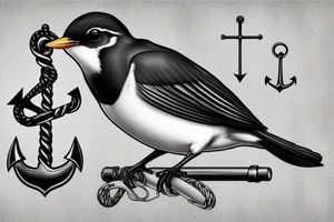 Realistic American Robin Bird wearing a sailors hat

Realistic American Robin Bird wearing a sailors hat sitting on an anchor

USS Sea (American) Robin SS-407 submarine Sea American Robin tattoo idea