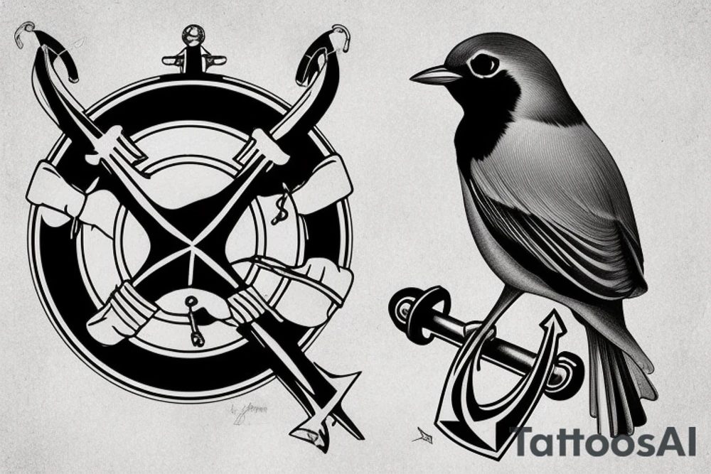 Realistic American Robin Bird wearing a sailors hat

Realistic American Robin Bird wearing a sailors hat sitting on an anchor

USS Sea (American) Robin SS-407 submarine 

USS Sea Robin sitting on an anchor

USS Sea Robin Submarine Crest tattoo idea