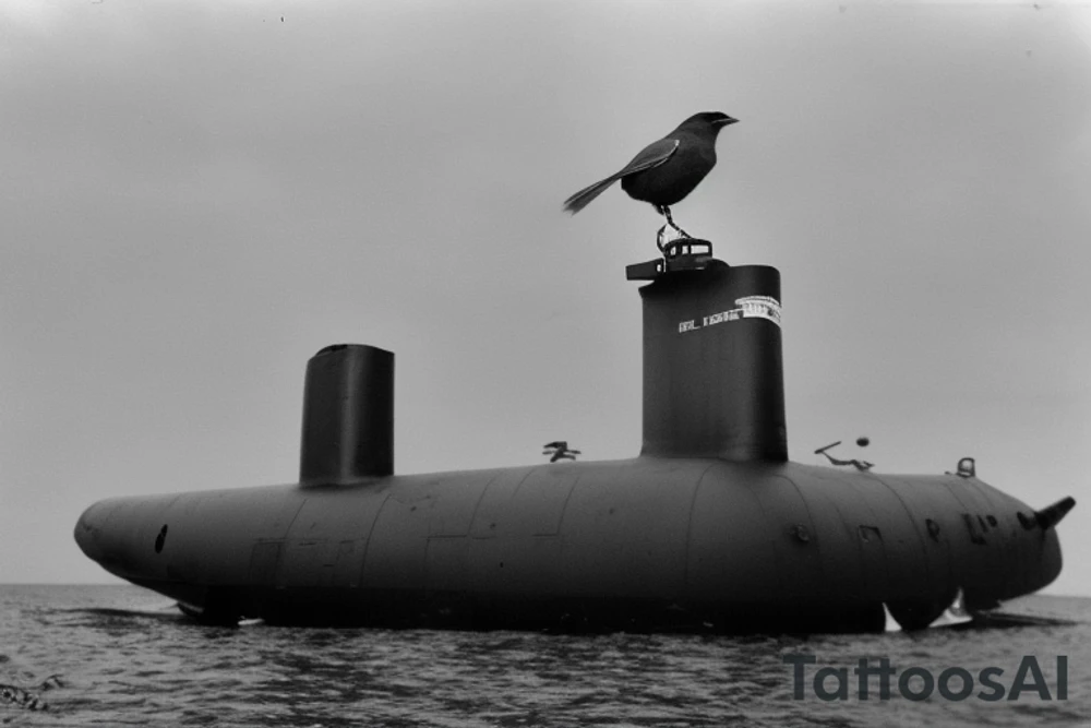 Realistic American Robin Bird wearing a sailors hat

Realistic American Robin Bird wearing a sailors hat sitting on an anchor

USS Sea (American) Robin SS-407 submarine 

USS Sea Robin sitting on an anchor

USS Sea Robin Submarine Crest

USS Sea Robin (SS-407), a Balao-class submarine, was a vessel of the United States Navy named for the sea robin. tattoo idea