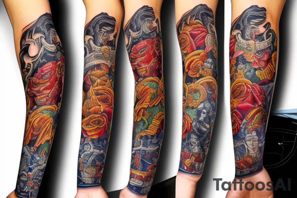 Arm sleeve with state of Louisiana tattoo idea