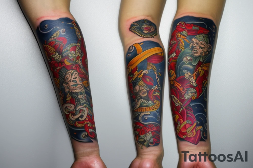 Arm sleeve with state of Louisiana tattoo idea