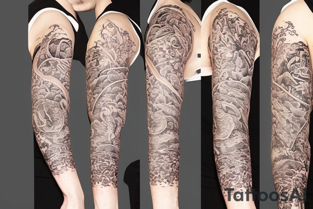 Arm sleeve with magnolia tattoo idea