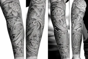 Arm sleeve with magnolia tattoo idea