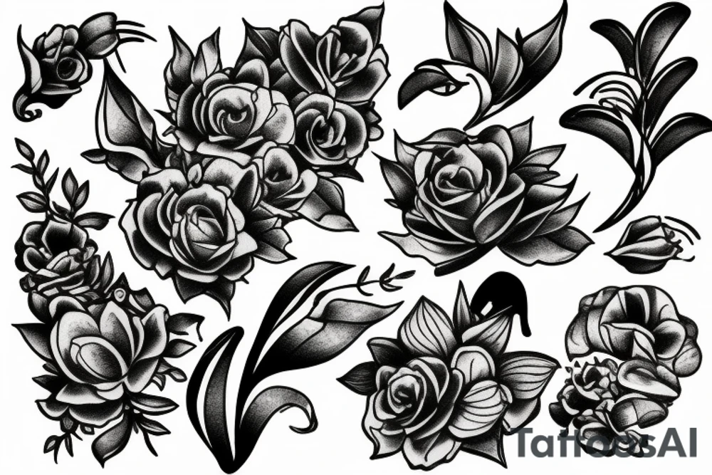wilted snapdragon flowers tattoo idea