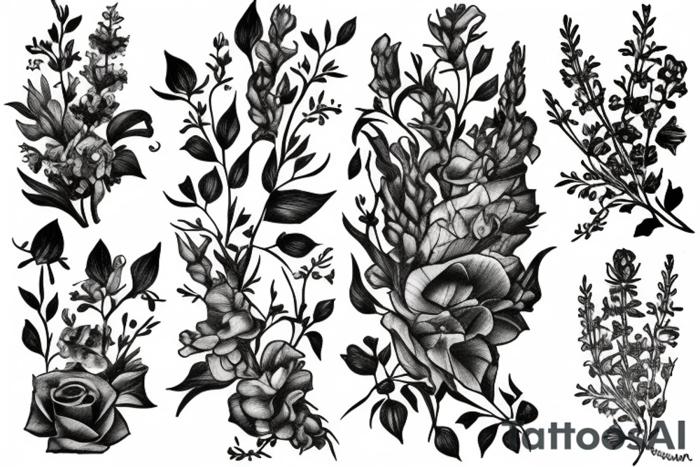 wilted snapdragon flowers tattoo idea