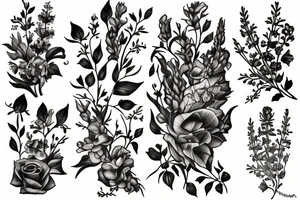 wilted snapdragon flowers tattoo idea