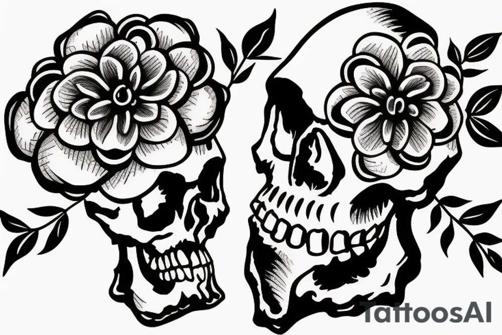 skull flower tattoo tattoo idea