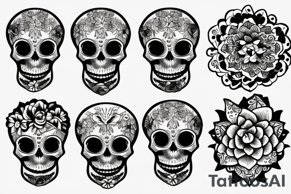 skull flower tattoo tattoo idea