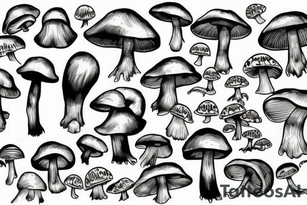 mushroom creepy tattoo idea