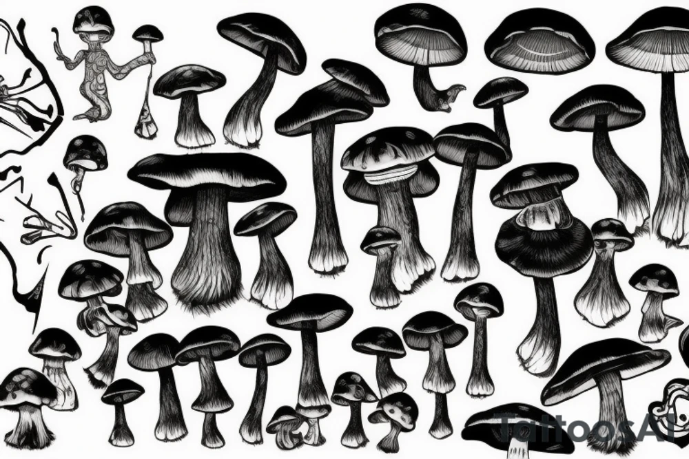 mushroom creepy tattoo idea