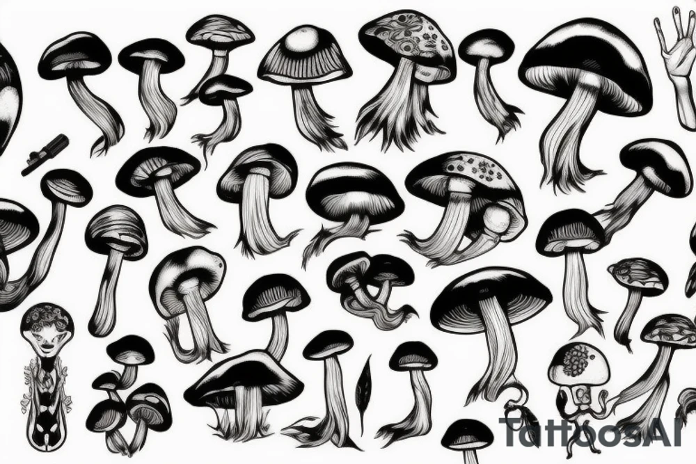mushroom scary tattoo idea