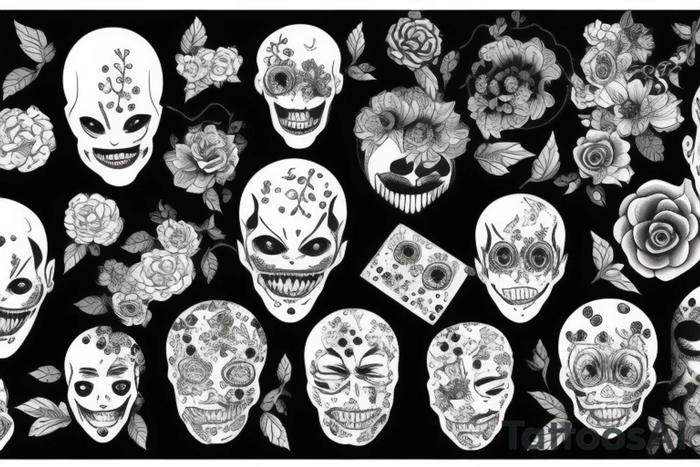 creepy flowers tattoo idea