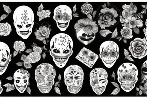 creepy flowers tattoo idea