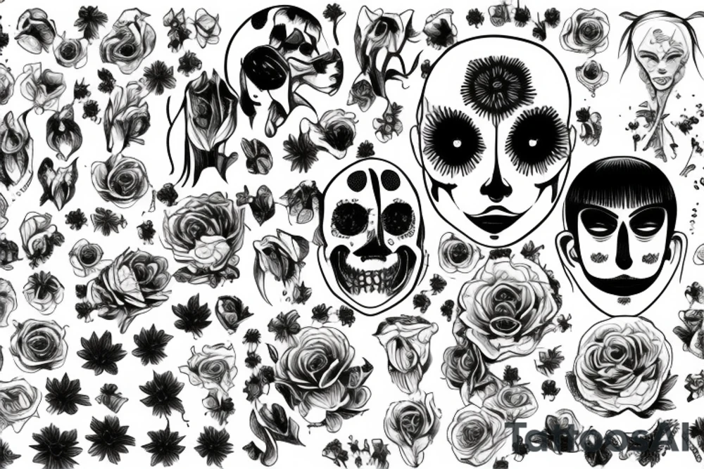creepy flowers tattoo idea