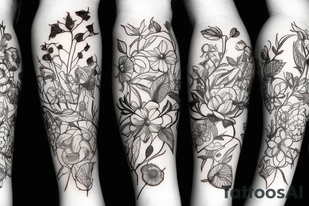 creepy flowers stem tattoo idea