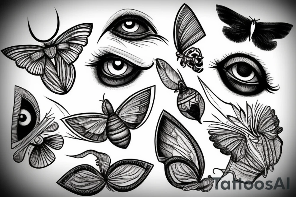 moth eyes goth tattoo idea