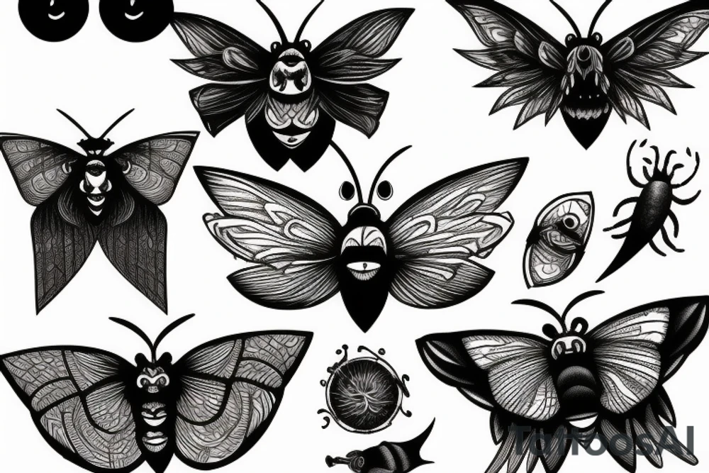 moth eyes goth tattoo idea