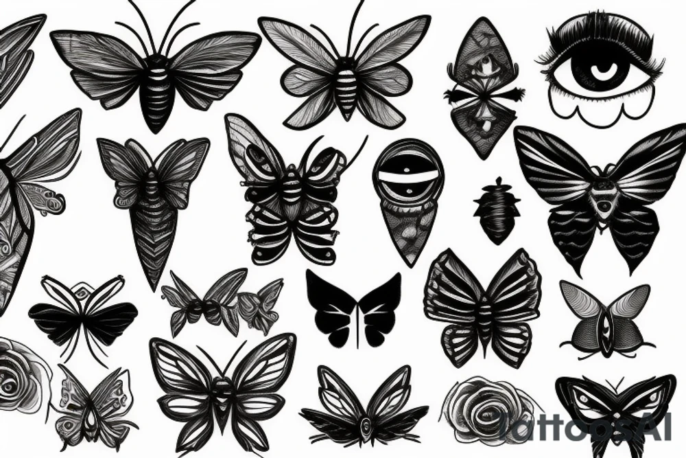 moth eyes goth tattoo idea