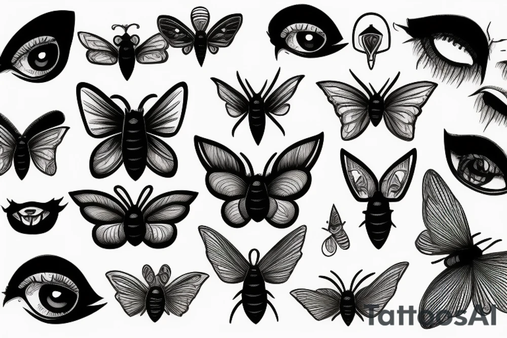 moth eyes goth tattoo idea