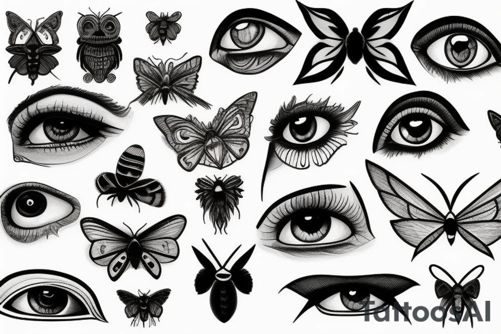 moth eyes goth tattoo idea