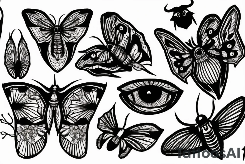 moth eyes goth tattoo idea